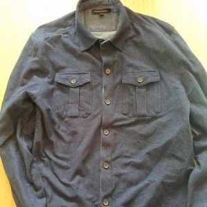 Banana Republic indigo slim, stretch work shirt